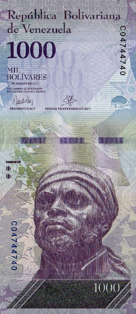 Wenezuela 1000 Boliwarów Pancerniki 2017 P-95b