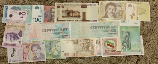 Banknoty Europy x50 każdy inny UNC