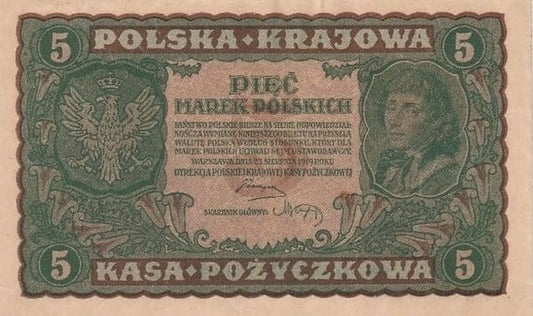 5 mp Tadeusz Kościuszko 1919 P-24b,2 II serja DA