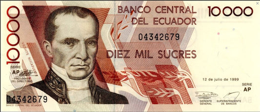 Ekwador 10 000 sucres Statua 1999 P-127e.3