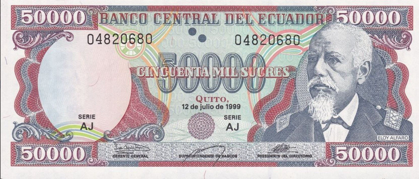 Ekwador 50 000 sucres Eloy Alfaro 1999 P-130e.2