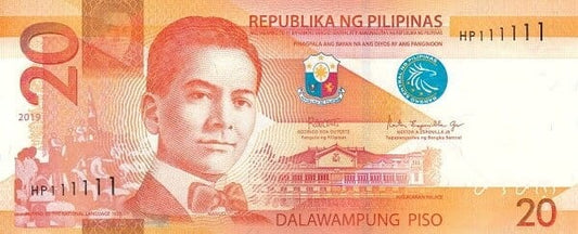 Filipiny 20 piso Łaskun palmowy 2019 P-206c.2