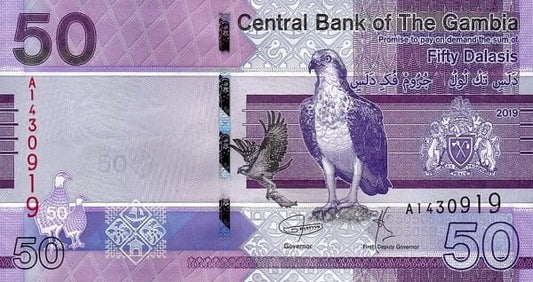 Gambia 50 Dalasi Ptak Upupa 2019 P-40a