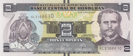 Honduras 2 lempira Marco Aurelio Soto  2019 P-97d