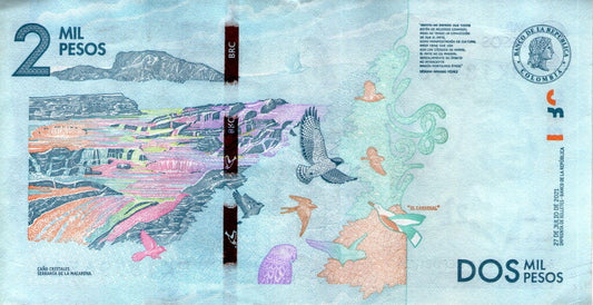 Kolumbia 2000 peso Ptaki 2021 P-458g