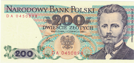 PRL 200 zł Jarosław Dąbrowski 1986 P-144c.1 DA