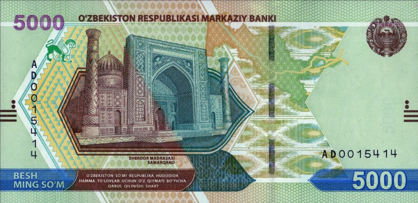 Uzbekistan 5000 sum Samarkanda 2021 P-88