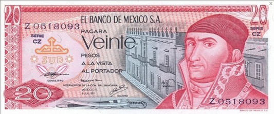 Meksyk 20 Peso Piramida 1977 P-64d.2