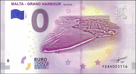 UE 0 euro Malta - Grand Harbour Valetta 2019.1